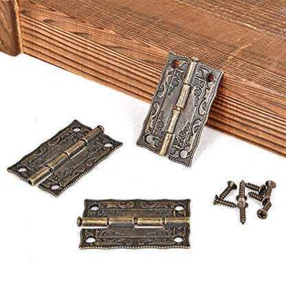 40Pcs Antique Bronze Engraved Hinges Repair Hardware for Wooden Jewelry Boxes