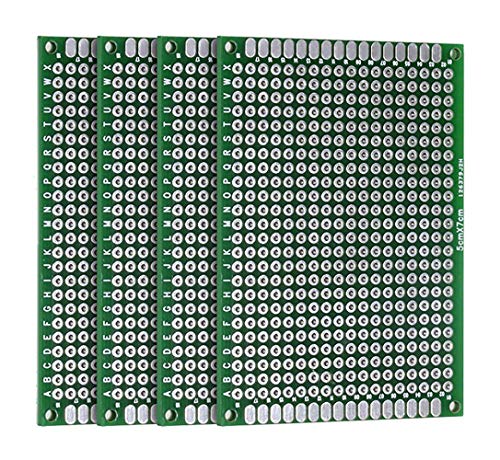 (Pack of 4) PCB Prototype Board, Double Sided PCB Proto Board for DIY Solder Breadboard, 5cm X 7cm(1.969" X 2.756") Universal Printed Circuit Board - size: 5x7-4PC