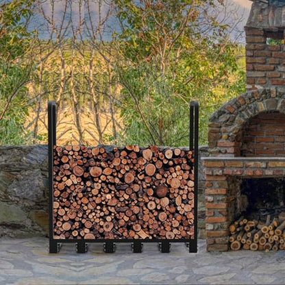 8Ft Firewood Rack Holder for Fireplace, Indoor & Outdoor Thickened Metal Firewood Storage Rack, Rust-Resistant, Sturdy, Space-Saving, Easy Assembly. - size: 8Ft