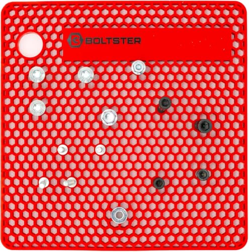 Boltster Original Silicone Fastener Organizer Tray, Bolt and Screw Holder for Mechanics, Automotive, Industrial and DIY Projects, Heat and Chemical Resistant, Red - color: Red