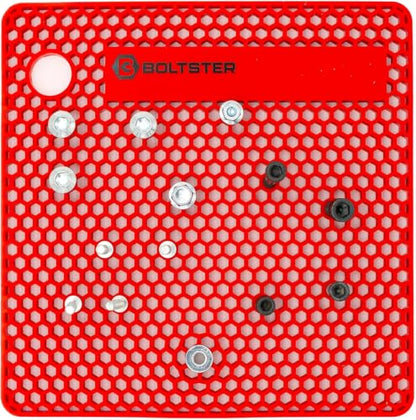 Boltster Original Silicone Fastener Organizer Tray, Bolt and Screw Holder for Mechanics, Automotive, Industrial and DIY Projects, Heat and Chemical Resistant, Red - color: Red
