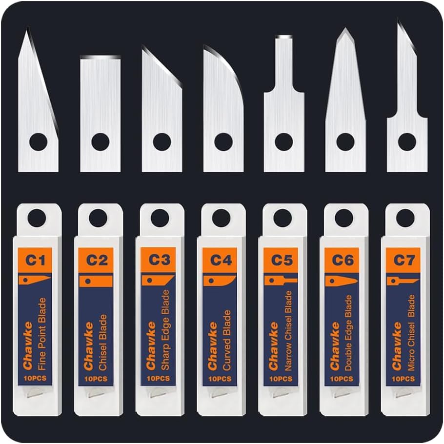 CK01 Ultrasonic Cutter Knife C5 Blade 100pcs | Narrow Chisel | for Fine Grooving, Detailed Carving, Shaping Foam, Plastic, Balsa & PCB Component Removal(C5-Narrow Chisel Blade) - style: C5-Narrow Chisel Blade