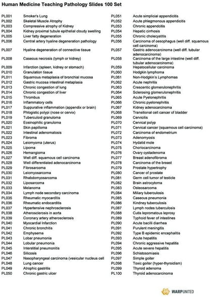 100-Set Prepared Microscope Pathology Slides for Human Medical Education
