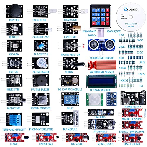 ELEGOO UNO R3 Project Smart Robot Car Kit V4.0 Upgraded 37 in 1 Sensor Modules Kit 120pcs Multicolored Dupont Wire …
