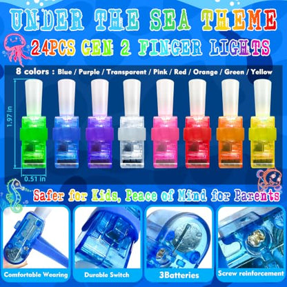 24 Pcs Under the Sea Party Favors LED Finger Lights Toys for Kids Ages 3-12 - style: Under the Sea
