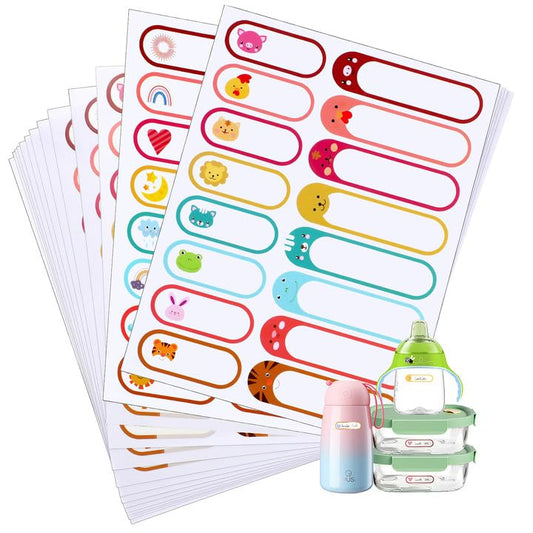 480 Baby Bottle Labels, Waterproof Self-Laminating Name Labels - style: Animal&Weather Style
