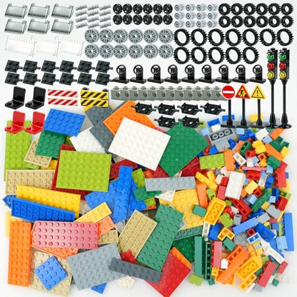 600Pcs Classic Bricks with Wheels &Baseplates Creative MOC Car Parts Block - color: Gray2