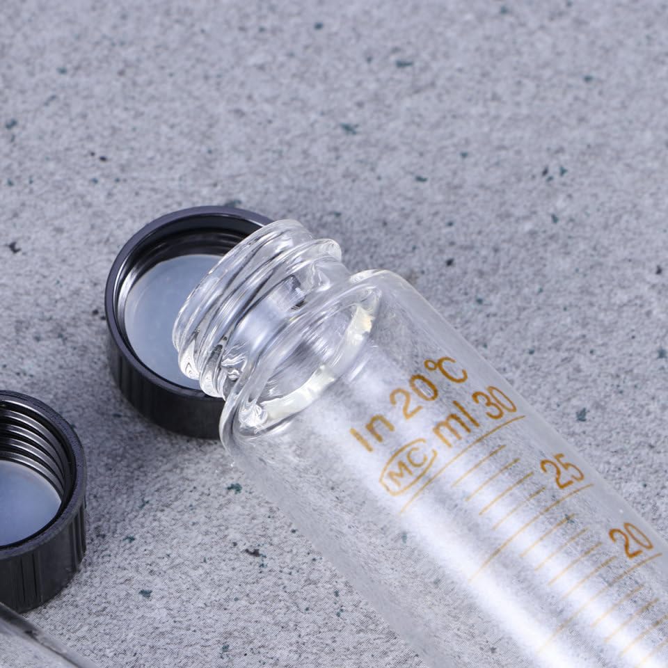 Graduated Glass Test Tubes with Screw Caps 4 Sizes 10ml 15ml 20ml 30ml Sample Storage Tube Set for Liquid Measuring Use 6.10 in