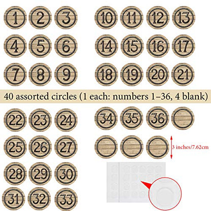 40 Pcs Circle Wood Grain Numbers Cutouts for Classroom Bulletin Board