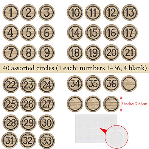 40 Pcs Circle Wood Grain Numbers Cutouts for Classroom Bulletin Board