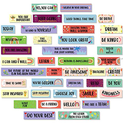 Hotop 42 Pcs Growth Mindset Inspirational Posters Banners Motivational Posters for Classroom Bulletin Board Decor Home Sweet Classroom Motivational Gallery Teacher Door Signs (Cute Style), White - style: Cute Style