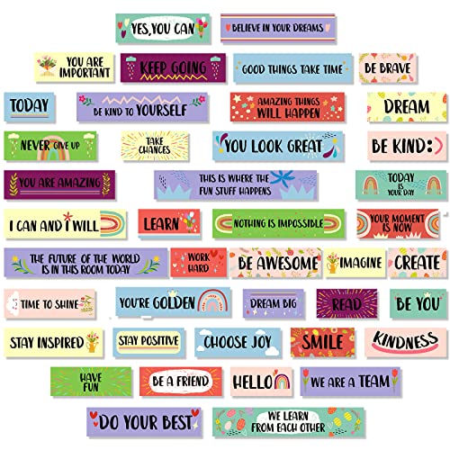 Hotop 42 Pcs Growth Mindset Inspirational Posters Banners Motivational Posters for Classroom Bulletin Board Decor Home Sweet Classroom Motivational Gallery Teacher Door Signs (Cute Style), White - style: Cute Style