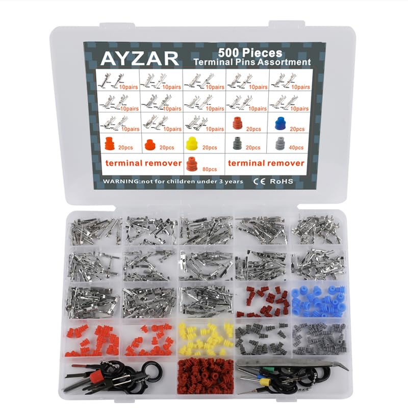 500Pcs Connector Terminal Pin Wire Harness Pins Automotive Auto Car Electrical Connector Pins Motorcycle ATV 1/1.5/1.8/2.2/2.8/3.5mm
