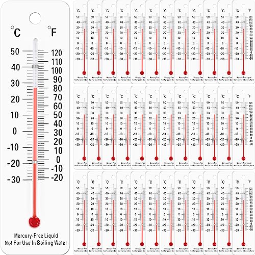 Maitys 50 Pcs Science Thermometers Mercury Free Student School Supplies Boiling Point Dual Scale Thermometers for Classroom Teaching Tools (White) - color: White
