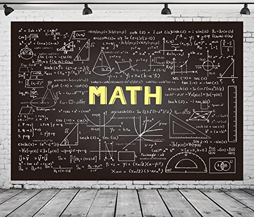 BELECO 15x8ft Fabric Math Chalkboard Backdrop Mathematics Formulas Equations Hand Drawn Classroom Blackboard Math Background for Photography Science Math Theme Party Decorations Photo Studio Props - size: 15x8FT