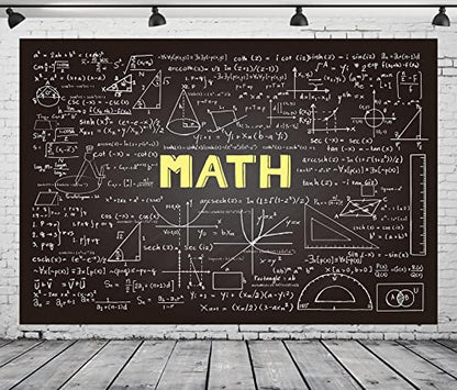 BELECO 5x3ft Fabric Math Chalkboard Backdrop Mathematics Formulas Equations Hand Drawn Classroom Blackboard Math Background for Photography Science Math Theme Party Decorations Photo Studio Props - size: 5x3FT