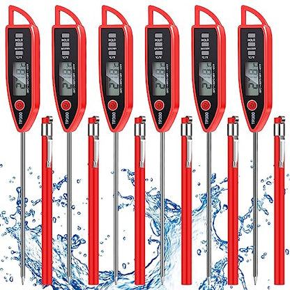 Copkim 6 Set Digital Food Thermometer Long Probe Instant,Red - color: Red