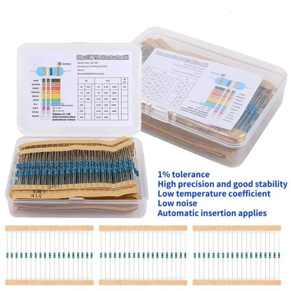 600Pcs 30 Values Resistor Kit 1/4W, 10R-1M RoHS CompliantResistor Assortment Kit Metal Carbon Film Fixed 1% Electrical Resistors Set...