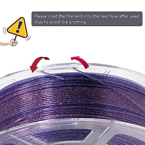iSANMATE 3D Printer Filament Clear PLA, Multicolor Transparent Transition Glitter Filament, Gradient Purple Blue Multicolor PLA Filament, 3D Printing Filament 1KG/2.2lb, Blue Violet Galactic - color: B- Glitter Blue Violet Galactic