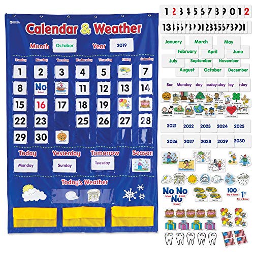 Learning Resources Calendar, Weather & Alphabet Pocket Charts Bundle for Classroom