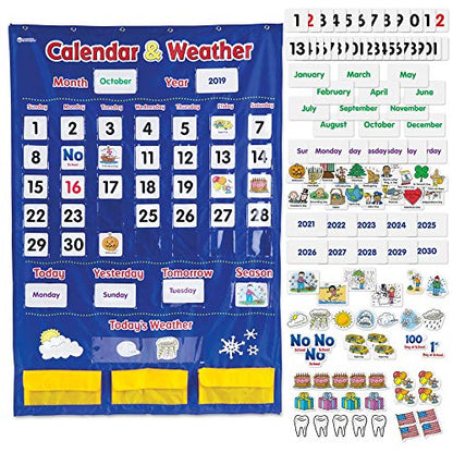 Learning Resources Calendar, Weather & Alphabet Pocket Charts Bundle for Classroom