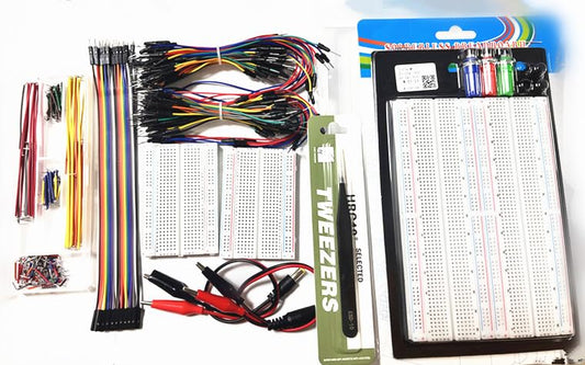 Solderless Breadboard 400 & 1660 Tie Points - 140Pcs Flexible U-Shape Jumper Wires Assortment kit - 65Pcs Jumper Wires - 27cm Alligator Clip Test Leads - Tweezers - Male to Female Jumper Wire Cable - color: Solderless-Breadboard-Kit-8Values