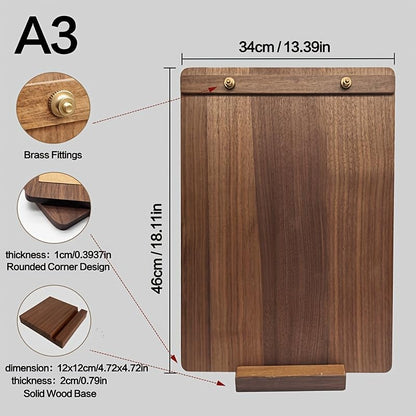18.11×13.39 in Solid Walnut 2‑in‑1 Menu Clipboard, Vertical Display Sign - size: A3 Vertical Version