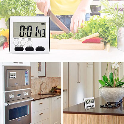 Mudder 3 Pcs Magnetic Digital Timer for Kitchen Classroom, Black White - color: Black
