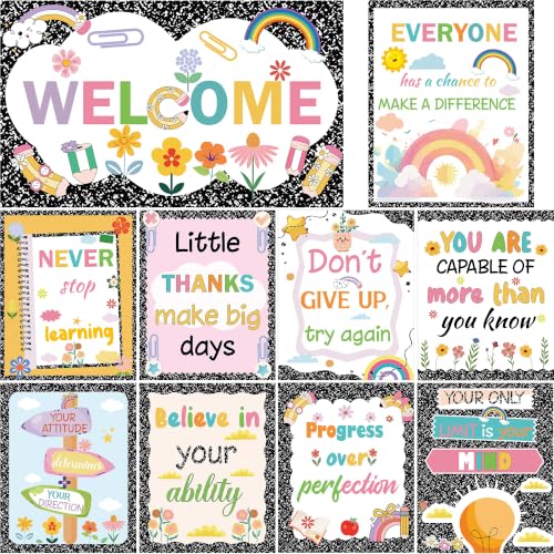 Composition Notebook Classroom Decor, Motivational Back to School Posters - color: Welcome Back to School