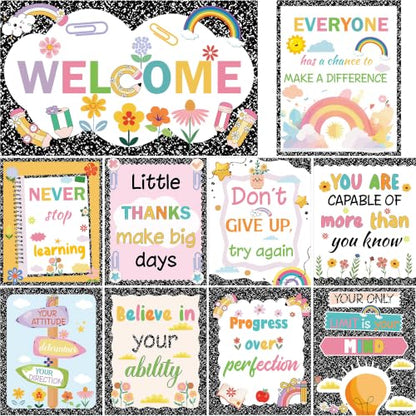 Composition Notebook Classroom Decor, Motivational Back to School Posters - color: Welcome Back to School