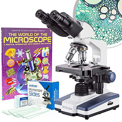 AmScope B120C-BK-BS 2500X LED Lab Binocular Compound Microscope