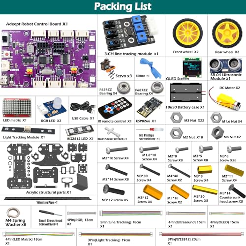 Adeept Smart Robot Car Kit for Arduino IDE, STEM Educational DIY Robotics