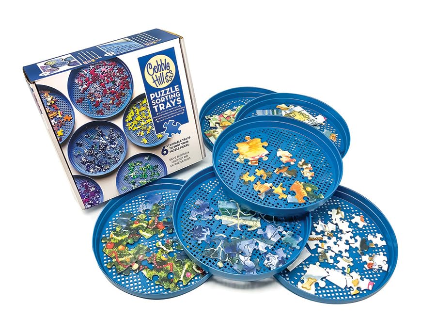 Cobble Hill Puzzle Sorting Trays - 6 Stackable Trays for Sorting and Sifting Puzzle Pieces