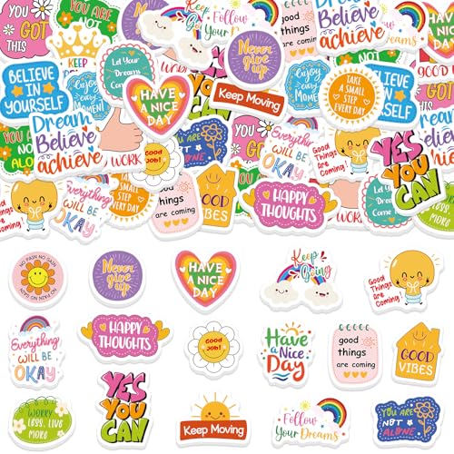 300Pcs Motivational Foam Stickers, Self-Adhesive Inspirational Quotes Sticker Positive Affirmation Foam Stickers for Home School Classroom DIY Art Craft Parents Teachers Reward Sticker - style: Motivational
