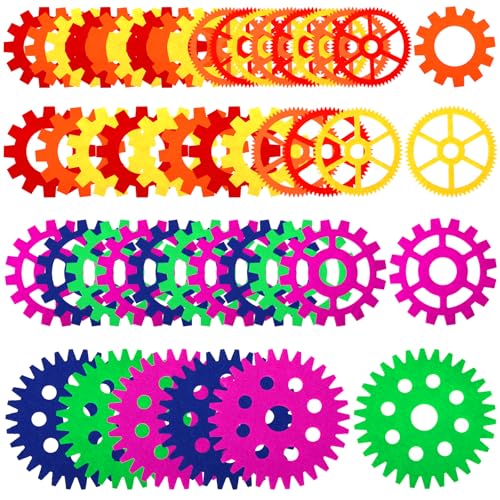 Dunzy 48 Pcs Gear Shaped Felt Cutouts Classroom Wall Decal Colorful - style: Gear