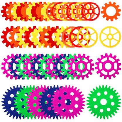 Dunzy 48 Pcs Gear Shaped Felt Cutouts Classroom Wall Decal Colorful - style: Gear
