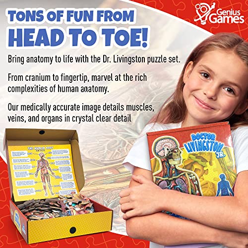 Human Anatomy Kids Floor Puzzle - Dr Livingston Jr's 100-Piece Full Body Jigsaw Puzzle - 4 FT Medically Accurate Floor Puzzles for Kids Ages 6-8, 4-8, 8-10 - Educational Toys for Children, Toddlers - style: Full Human Body Puzzle