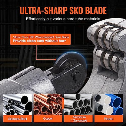 VEVOR 3PCS Tubing Cutter Set, 3/16"-2" O.D. Copper Pipe Cutter, 1/8"-7/8" O.D. Mini Tube Cutter and Deburring Tool, Heavy Duty Pipe Cutter Set for Copper, Aluminum, Stainless Steel, Plastic Pipes - size: 3/16"-2" O.D.