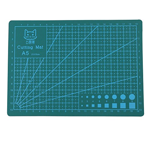 A5 Self Healing Cutting Mat, Professional Non-Slip Cutting Surface with Grid Ruler for Arts and Crafts, 8 by 6 Inches (Green)