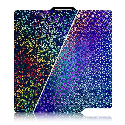 Holographic P2S P1S A1 Build Plate for Bambu Lab, Double Sided PEK Spring Steel Sheet Smooth Bed Plate for Bambu Labs P2S/P1S/P1P/X2D/X1C/X1/A1 256x256mm 3D Printer Platform - color: Pek (Rainbow Circles+kaleidoscope)