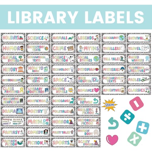 Tinlade 56 Pcs Classroom Reading Corner Label Library, Composition Notebook - style: Composition Notebook