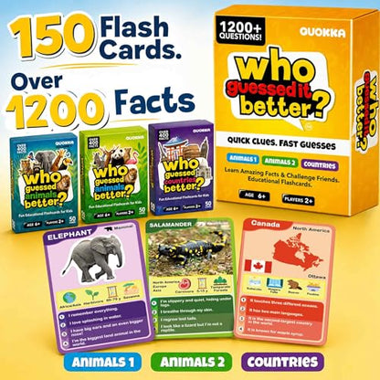 Quokka Who Guess It Better Game Set - Animals and Countries, 3 Card Sets - color: 3set
