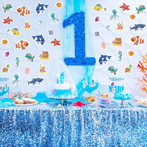 300Pcs Ocean Sea Animal Foam Stickers, Colorful Ocean Foam Crafts Stickers for Home DIY Arts Crafts Theme Party Favors Decor - style: Sea Animals