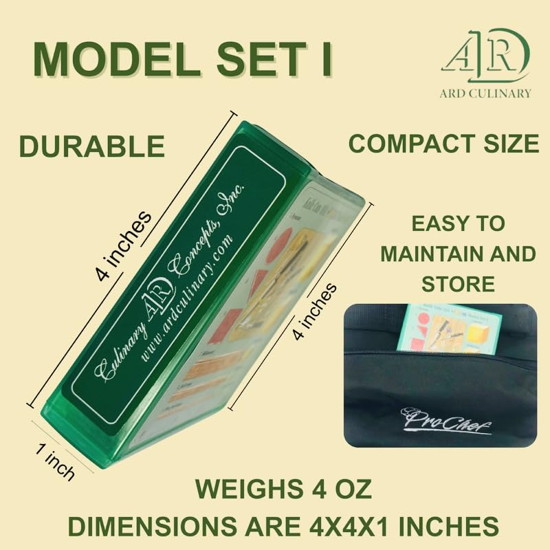 Knife Cuts 101, ARD Culinary 3D Visual Model Set 1-. A Level I Educational Precision Knife Skill Development Practice Reference Measuting Training Tool