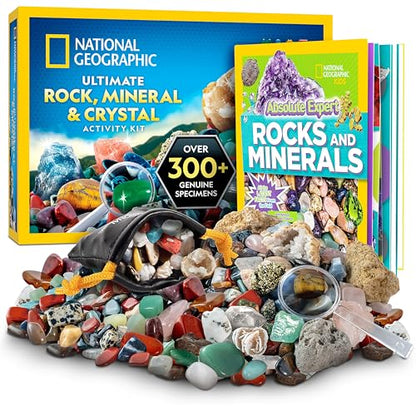 National Geographic Rock Collection Box & Rocks and Minerals Expert Book - style: Gemstone Collection Kit with Book