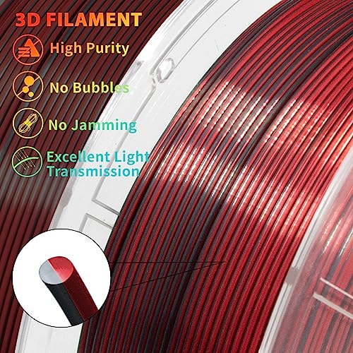 iSANMATE 3D Printer Filament, PLA Filament 1.75mm Silk PLA Red Black, Dual Color Filament Rainbow Filament, 1 kg Spool - color: Red + Black, size: Silk PLA