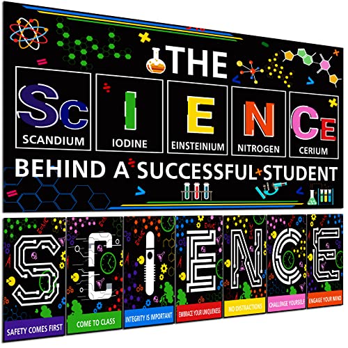 Yexiya 8 Pieces Science Classroom Decoration Science Poster Science Matters Poster Scientific Method Posters Bulletin Board Science Class Posters Wall Decor for School Teachers (Black)