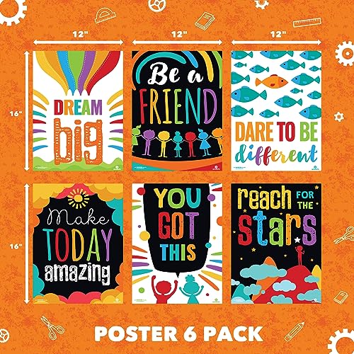 Sproutbrite 6 Pack 12” x 16” Educational Motivational Posters & Charts - color: Encouraging Poster
