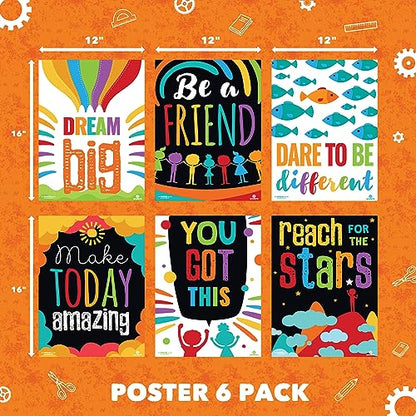 Sproutbrite 6 Pack 12” x 16” Educational Motivational Posters & Charts - color: Encouraging Poster