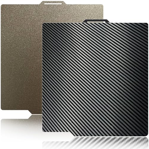 3D Printer PET+PEI Build Plate 257x257mm for Bambu Lab X2D/P2S/X1/X1C/X1E/P1P/P1S/A1 3D Printer, Smooth PET+Textured PEI Spring Steel Build Plate,Double Sided Flexible Sheet Removable Platform - color: Carbon Fiber+PEI Textured